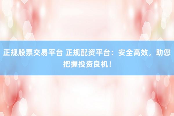 正规股票交易平台 正规配资平台:安全高效,助您把握投资良机!