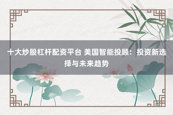 十大炒股杠杆配资平台 美国智能投顾：投资新选择与未来趋势