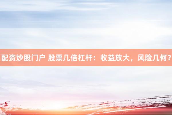 配资炒股门户 股票几倍杠杆：收益放大，风险几何？
