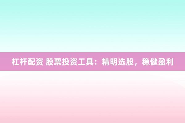 杠杆配资 股票投资工具：精明选股，稳健盈利